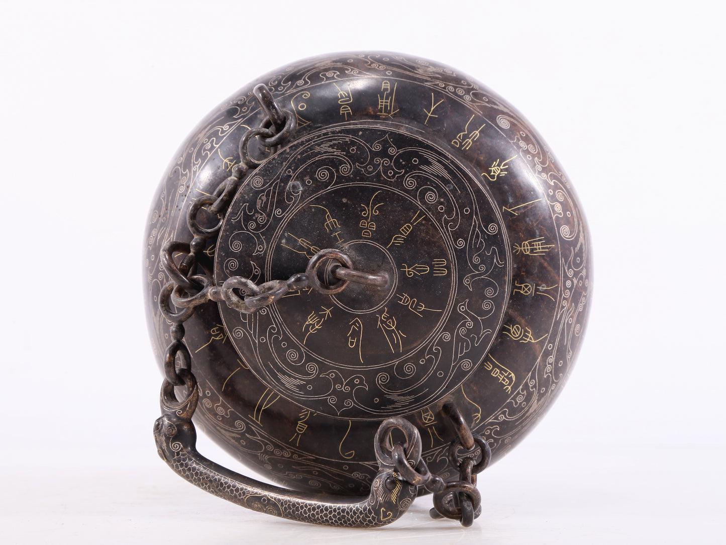 A Wonderful Bronze Gold& Silver-Inlaid Jar With Inscriptions