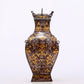 A Wonderful Bronze Gold& Silver-Inlaid 'Dragon' Beast-Handled Vase
