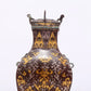 A Wonderful Bronze Gold& Silver-Inlaid 'Dragon' Beast-Handled Vase