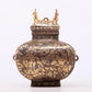 An exquisite bronze inlaid gold and silver auspicious animal pattern amphora with lid