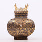 An exquisite bronze inlaid gold and silver auspicious animal pattern amphora with lid