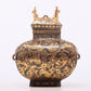 An exquisite bronze inlaid gold and silver auspicious animal pattern amphora with lid