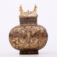 An exquisite bronze inlaid gold and silver auspicious animal pattern amphora with lid