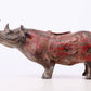 An exquisite bronze-inlaid silver rhinoceros ornament