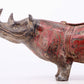 An exquisite bronze-inlaid silver rhinoceros ornament