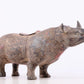 An exquisite bronze-inlaid silver rhinoceros ornament