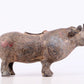 An exquisite bronze-inlaid silver rhinoceros ornament