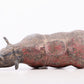 An exquisite bronze-inlaid silver rhinoceros ornament