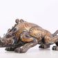 An exquisite bronze inlaid with gold and turquoise auspicious animal ornaments