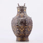 A Wonderful Bronze Gold& Silver-Inlaid 'Mythical Bird' Beast-Handled Vase And Cover
