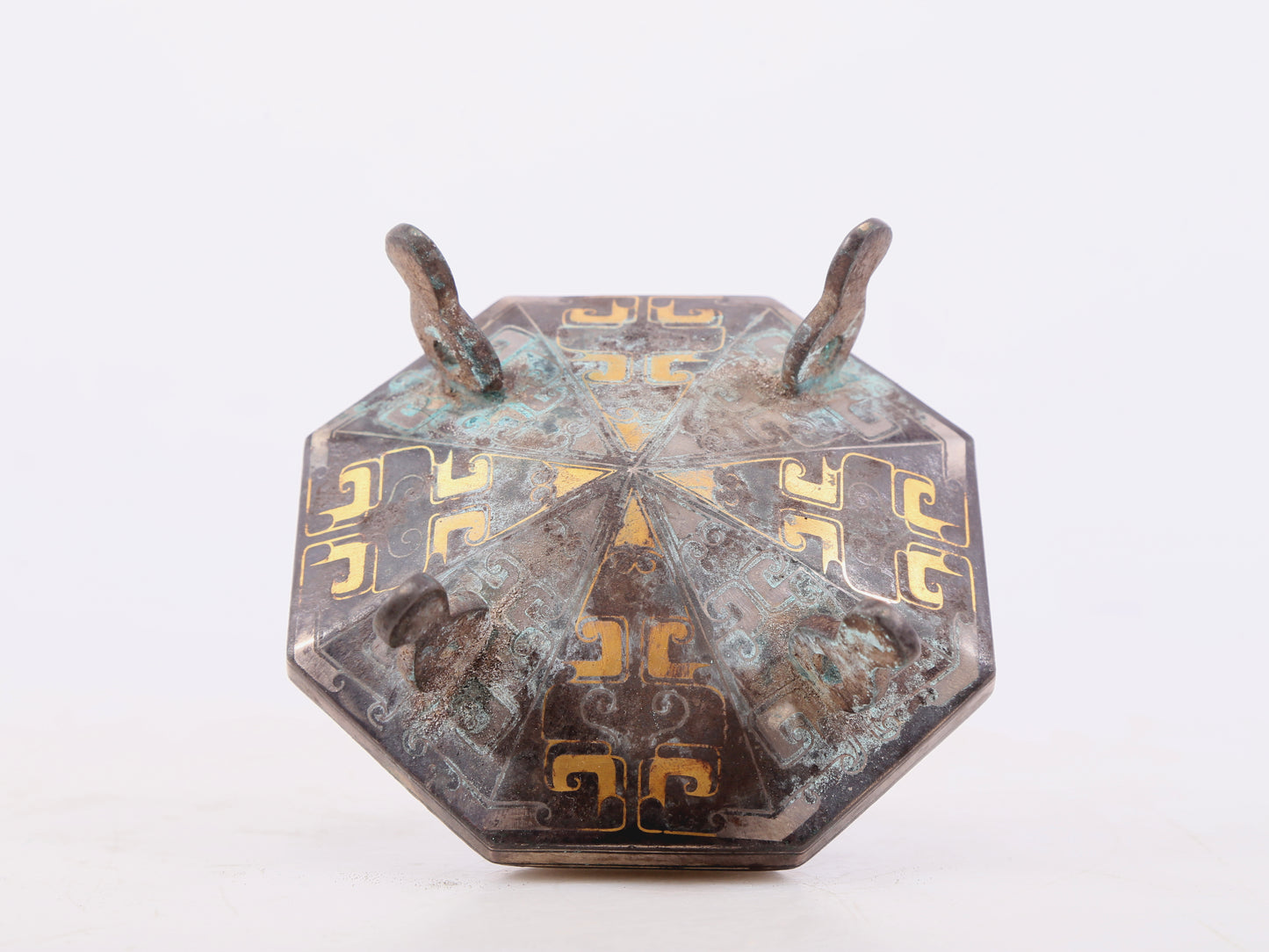 A Wonderful Bronze Gold& Silver-Inlaid 'Mythical Bird' Beast-Handled Vase And Cover