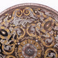 An exquisite bronze inlaid gold and silver dragon and phoenix pattern round mirror