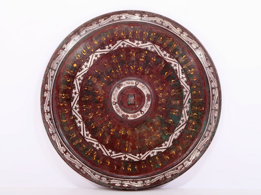 An exquisite bronze inlaid gold and silver auspicious cloud pattern round mirror