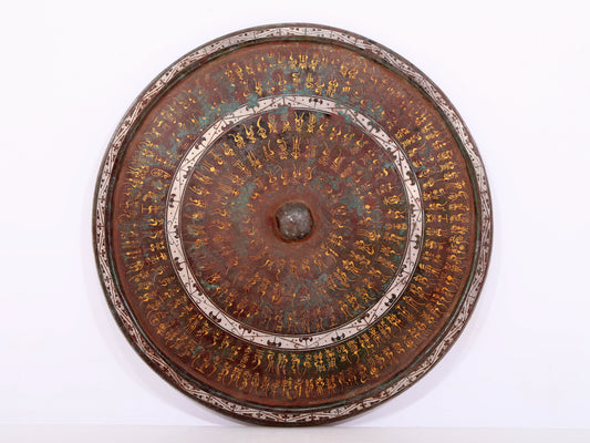 An exquisite bronze inlaid gold and silver Ruyi pattern round mirror