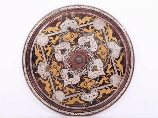 A Magnificent Bronze Gold& Silver-Mounted 'Auspicious Beast' Mirror