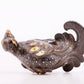 An exquisite bronze inlaid gold and silver bird ornament