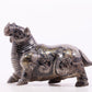 An exquisite bronze inlaid gold and silver auspicious animal ornament