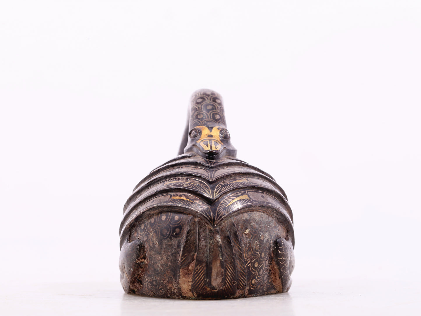 An Archaic Bronze Gold& Silver-Inlaid Swan
