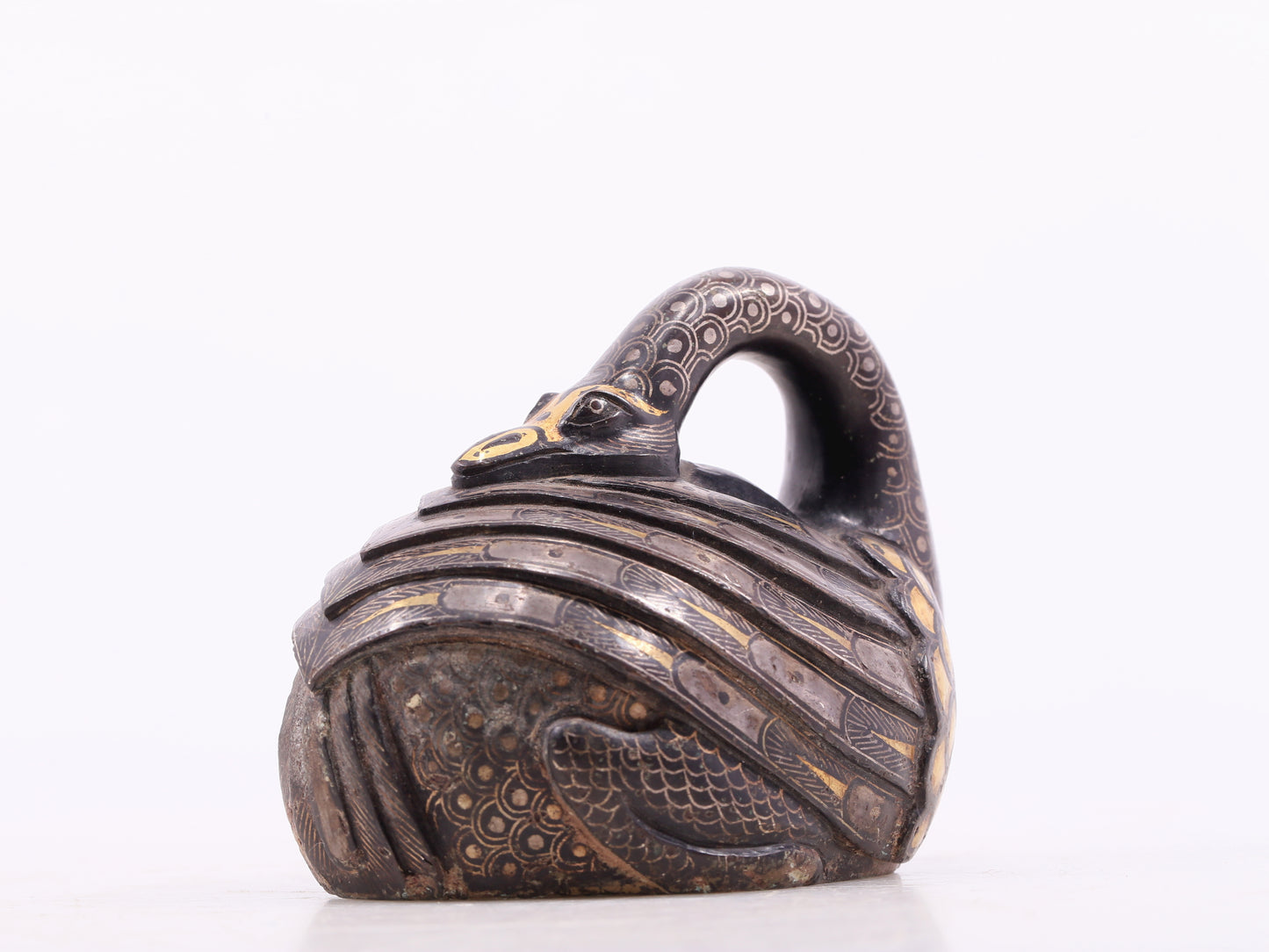 An Archaic Bronze Gold& Silver-Inlaid Swan