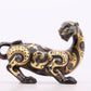 An exquisite bronze inlaid gold and silver leopard ornament