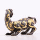 An exquisite bronze inlaid gold and silver leopard ornament