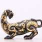 An exquisite bronze inlaid gold and silver leopard ornament