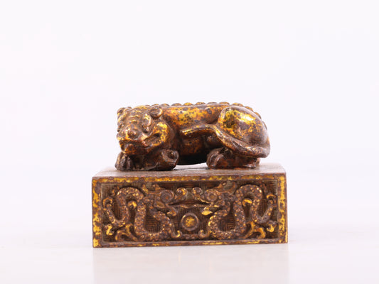 An exquisite gilt bronze animal seal