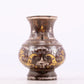 A pair of exquisite bronze amphora inlaid with gold and silver flowers and birds