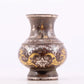 A pair of exquisite bronze amphora inlaid with gold and silver flowers and birds