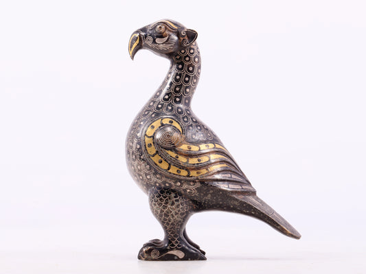 An Archaic Bronze Gold& Silver-Inlaid Bird