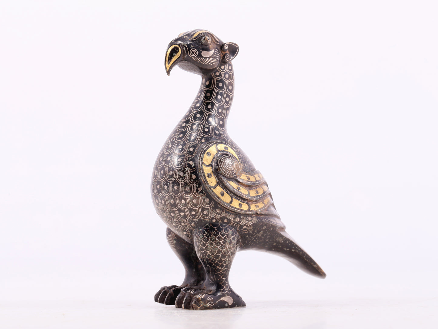 An Archaic Bronze Gold& Silver-Inlaid Bird