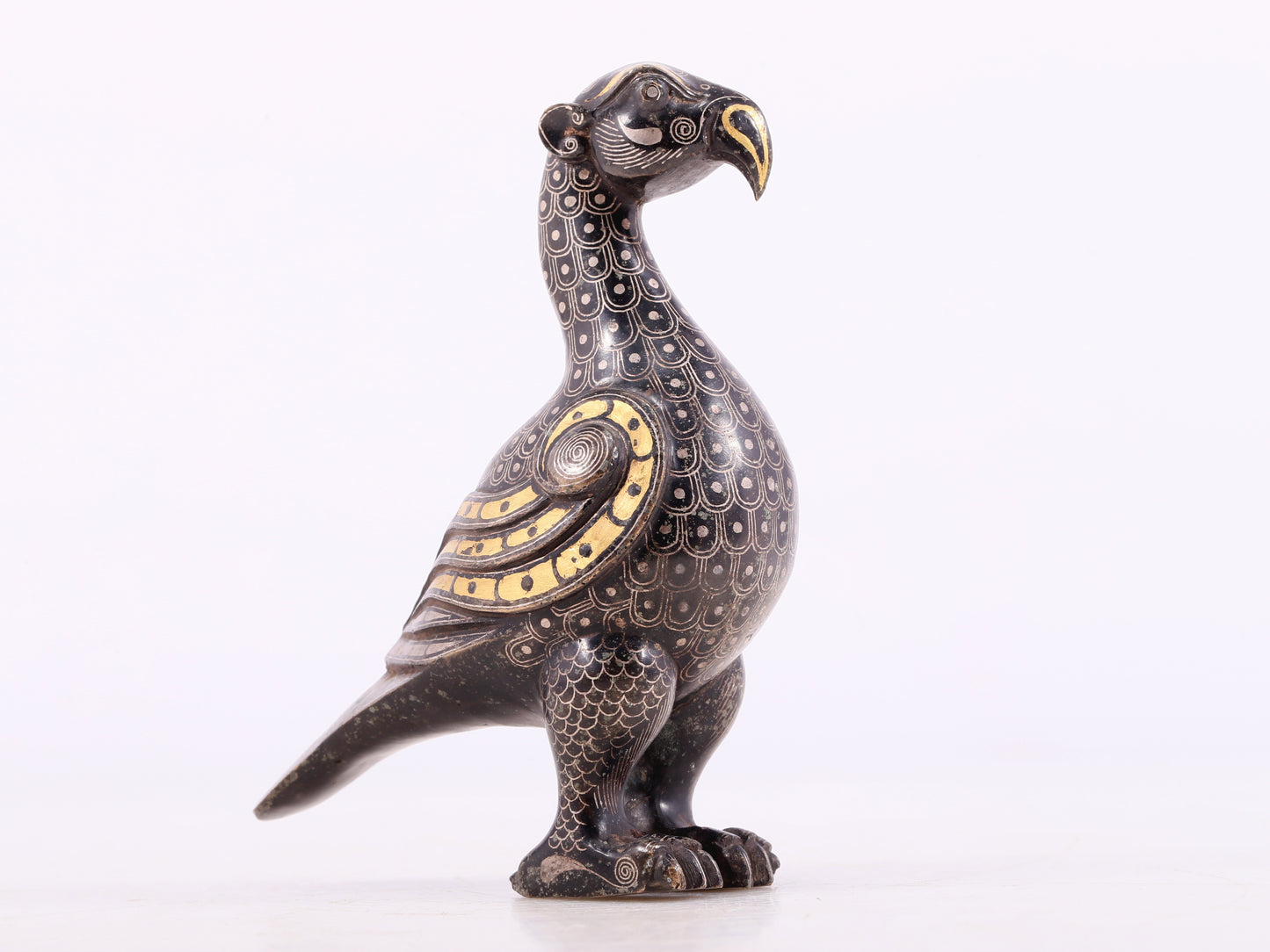 An Archaic Bronze Gold& Silver-Inlaid Bird