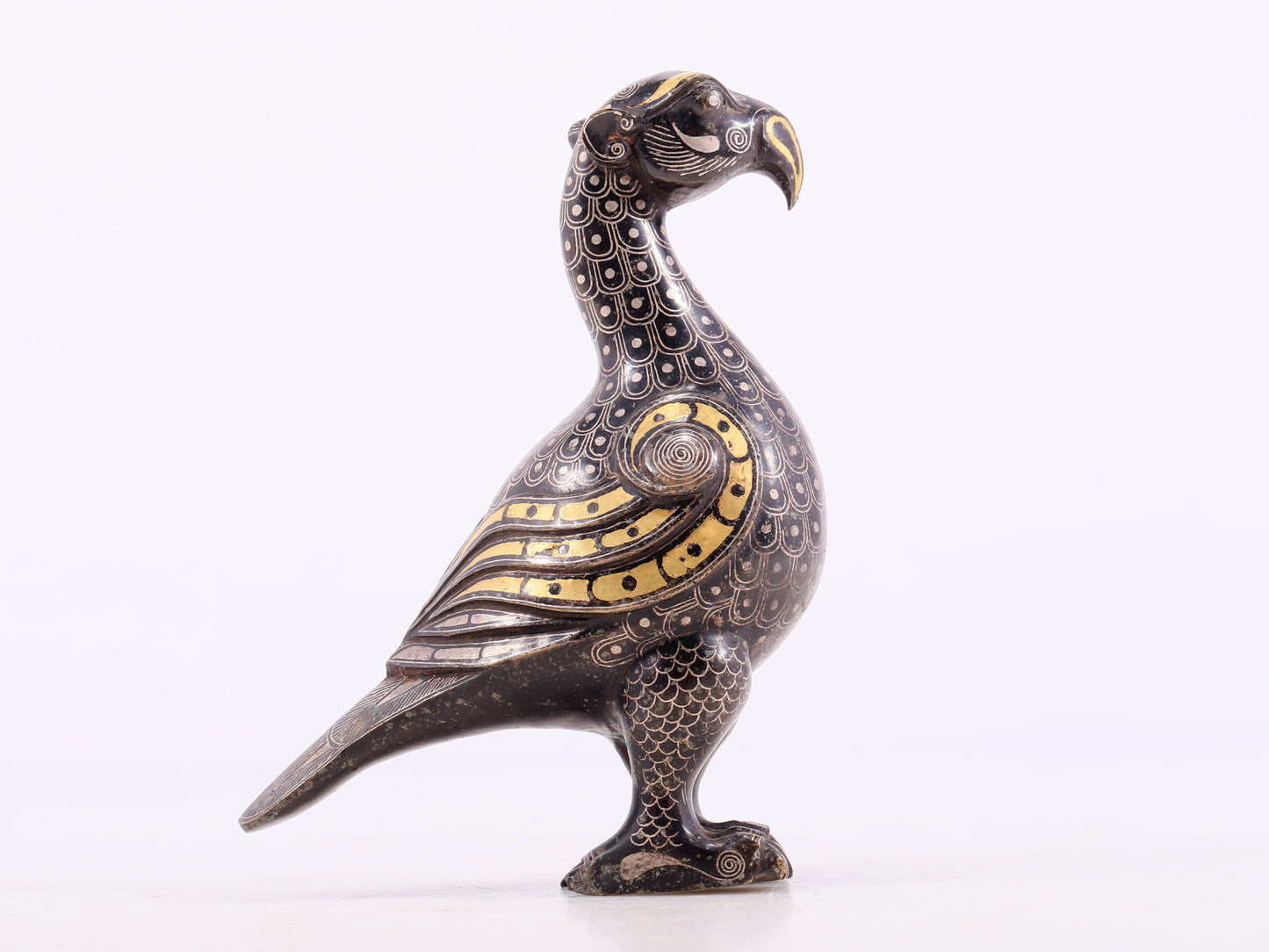 An Archaic Bronze Gold& Silver-Inlaid Bird