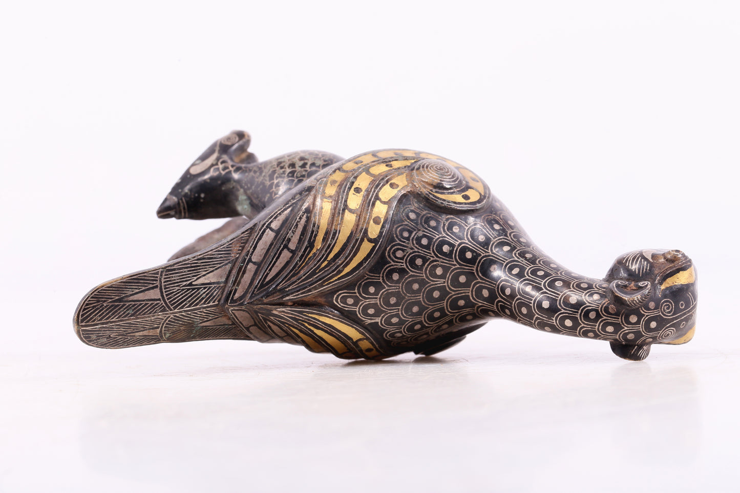 An Archaic Bronze Gold& Silver-Inlaid Bird