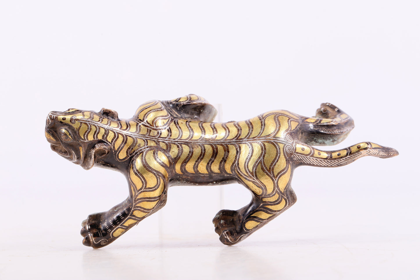 An Excellent Pair Of Bronze Gold& Silver-Mounted Tigers