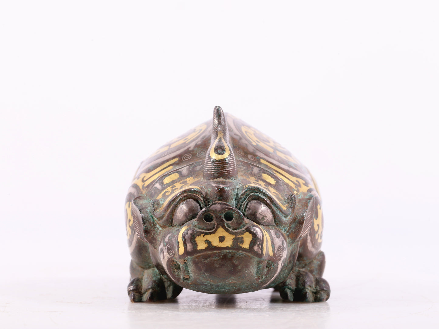 A Marvelous Bronze Gold& Silver-Mounted Auspicious Beast