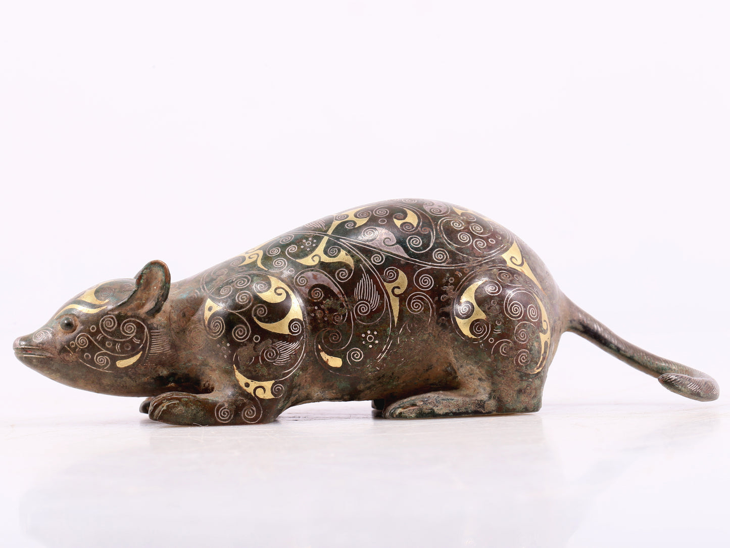 An Archaic Bronze Gold& Silver-Inlaid Rat