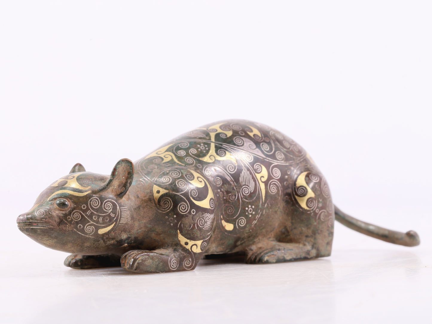 An Archaic Bronze Gold& Silver-Inlaid Rat
