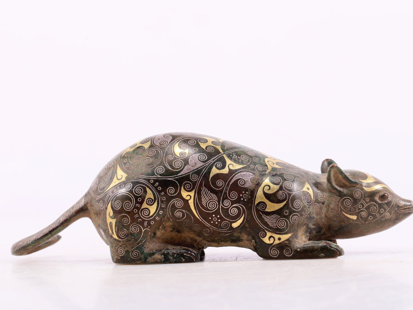 An Archaic Bronze Gold& Silver-Inlaid Rat