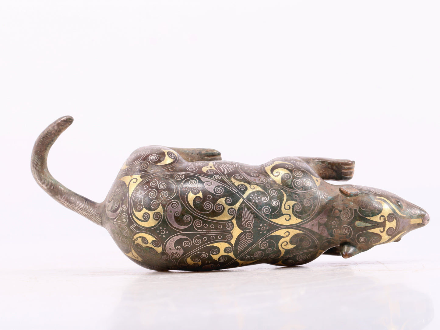 An Archaic Bronze Gold& Silver-Inlaid Rat