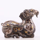 An Archaic Bronze Gold& Silver-Mounted Ram-Form Candlestick