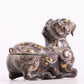 An Archaic Bronze Gold& Silver-Mounted Ram-Form Candlestick