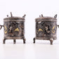 A pair of exquisite bronze inlaid gold and silver auspicious clouds and dragon pattern tripod jars with lids