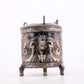 A pair of exquisite bronze inlaid gold and silver auspicious clouds and dragon pattern tripod jars with lids