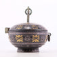 An Archaic Bronze Gold& Silver-Inlaid Oil Lamp-Form Box