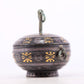 An Archaic Bronze Gold& Silver-Inlaid Oil Lamp-Form Box