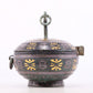 An Archaic Bronze Gold& Silver-Inlaid Oil Lamp-Form Box