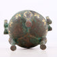 An exquisite bronze inlaid with gold and auspicious animal patterns with two ears and three legs with lid