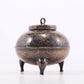 An Archaic Bronze Gold& Silver-Inlaid 'Auspicious Beast' Tripod Jar And Cover