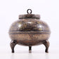 An Archaic Bronze Gold& Silver-Inlaid 'Auspicious Beast' Tripod Jar And Cover